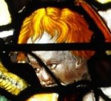 Saint Michel terrassant le dragon, vitrail Renaissance, détail
