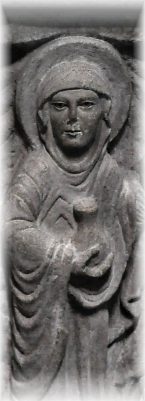 Chapiteau de la R�surrection, d�tail : Marie-Madeleine au tombeau