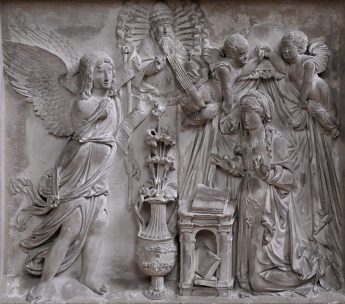 Bas-relief de l'Annonciation, XVIe siècle.