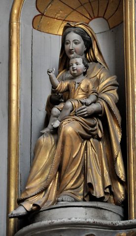 La Vierge et l'Enfant (XVIIe siècle) dans le retable de la Sainte-Famille