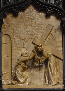 Chemin de croix, station VI : Véronique essuie la face de Jésus