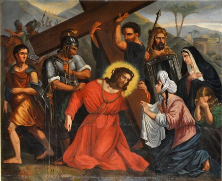 Chemin de croix, station VI : Véronique essuie la face de Jésus