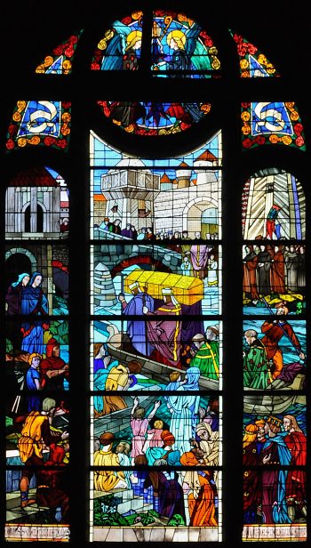 La Translation du corps de saint Melaine (vitrail de l'atelier Rault)