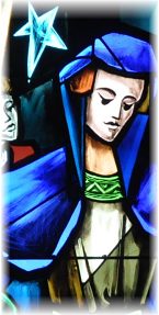 La Vierge de l'Assomption, vitrail de l'atelier Briand à Rennes, détail