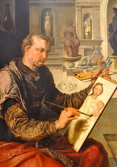 «Saint Luc peignant la Vierge», détail.