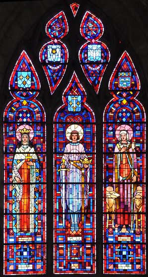 Baie 9 : «Sainte Jeanne de France, Sainte Jeanne d'Arc et sainte Solange» par Loužier, 1934
