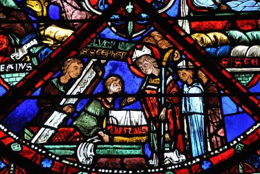 Verrière de l'Invention des reliques de Saint-Étienne, vers  1210-1215.