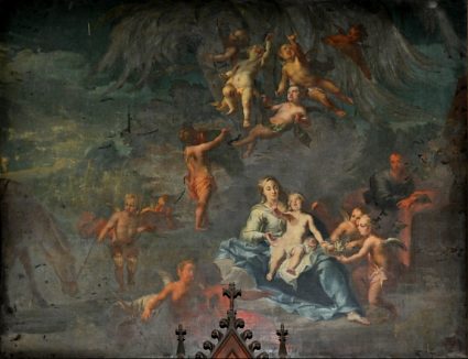 Tableau : «Le Repos de la Sainte Famille» de B.J. Wampe (peintre du nord  de la France)