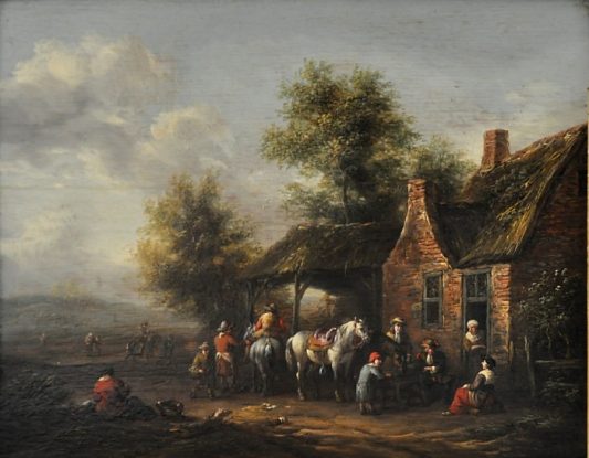 Halte des cavaliers prs d'une auberge de Barent Gael (1630-1698)