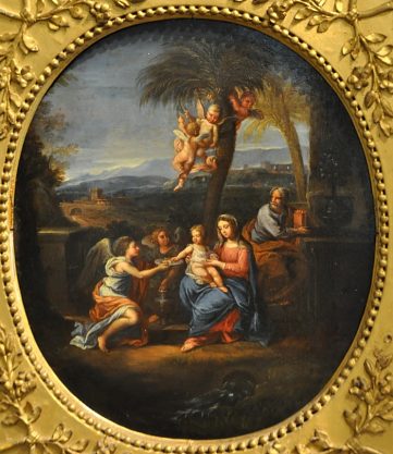 Vierge  l'Enfant de Jacques de Stella (1596-1657), huile sur cuivre