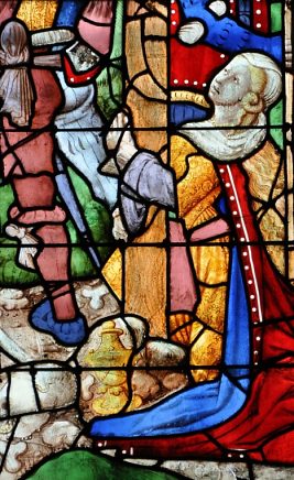 Sainte Madeleine au pied de la Croix, détail du vitrail