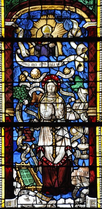 Vitrail des Litanies de la Vierge (vitrail central du chœur)