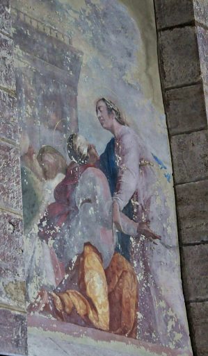 Peinture murale dans une chapelle rayonnante : la Visitation 