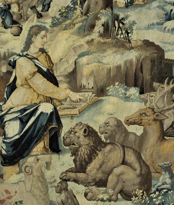 «Saint Mammès prêchant l'Évangile aux bêtes sauvages» (1544), détail