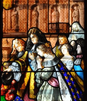 Louis XIV et la cour en adoration devant la sainte hostie, détail