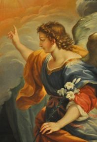 «L'Annonciation» de Joseph Montesanto, 1760. Détail, l'archange Gabriel «L'Annonciation» de Joseph Montesanto, 1760. Détail, l'archange Gabriel