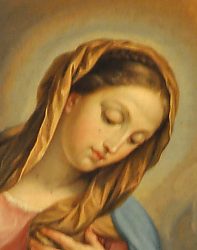 «L'Annonciation» de Joseph Montesanto, 1760. Détail, La Vierge «L'Annonciation» de Joseph Montesanto, 1760. Détail, La Vierge