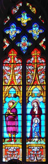 Saint Vernier et l'Éducation de la Vierge (vitrail dans le chœur )