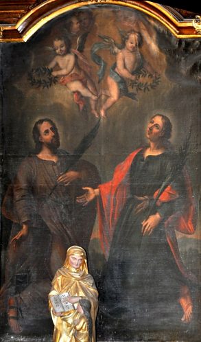 «Saint Crépin et saint Cyprien tenant la palme du martyre»