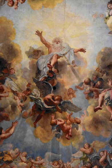 Dieu le Père dans sa gloire par Antoine Coypel, huile sur enduit  (1708-1710), détail