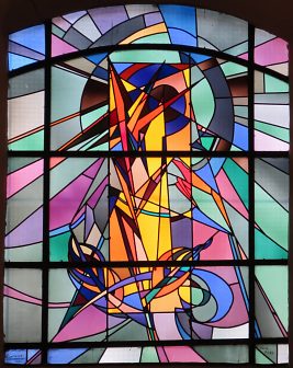 «La Voix de Dieu dans l'orage», vitrail de Gaston Fredouille (1913–1963)