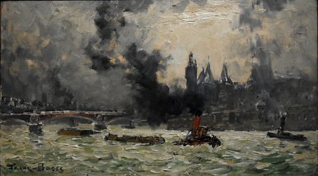 Franck Boggs (1855-1926) : «Le Pont au change», première moitié du XXe siècle, Huile sur carton