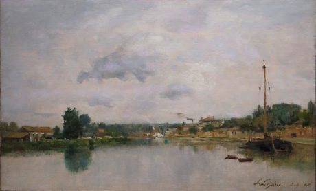 Stanislas Lépine (1835-1892) : «Bords de Seine en aval de Paris», 1878, Huile sur bois