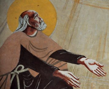 «La Transfiguration» : l'apôtre Pierre tendant les bras