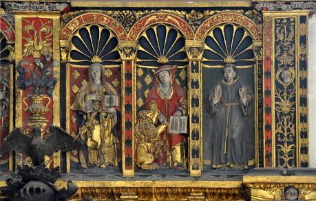 La galerie des personnages avec la Vierge, saint Jérôme et saint François
