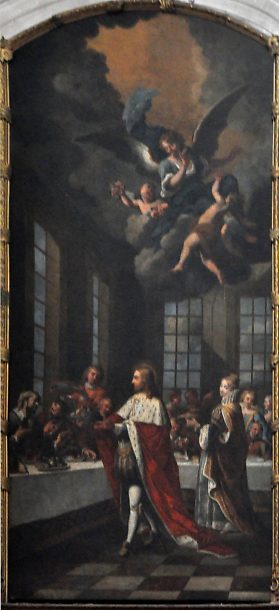 «Saint Sigisbert servant les pauvres» par Claude Charles, 1742
