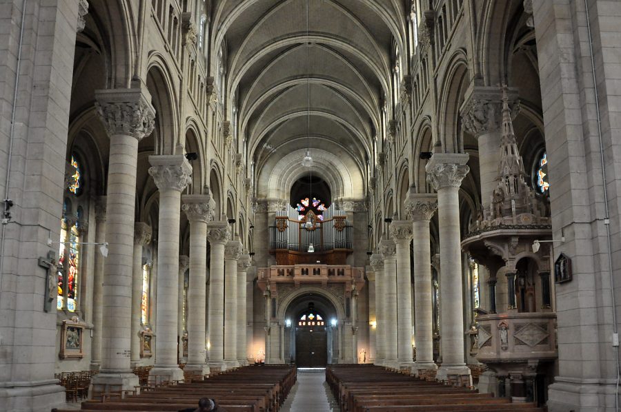 La nef et l'orgue de tribune vus depuis la croisée
