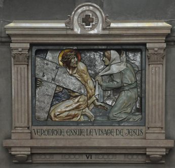 Chemin de croix : station VI, Véronique essuie le visage de Jésus