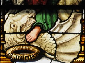 Le dragon de sainte Marguerite, détail du vitrail ci-dessus
