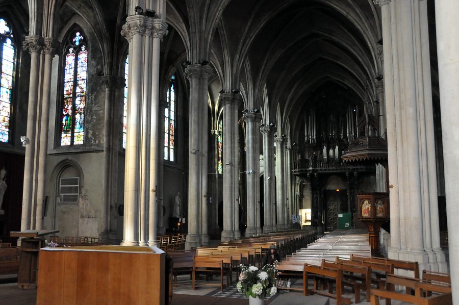 Vue d'ensemble de la nef depuis le chœur