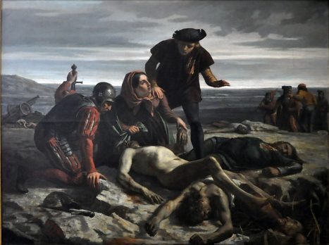 «La Mort de Charles le Téméraire devant Nancy» par Charles Houry (1823–1898), huile sur toile, 1852