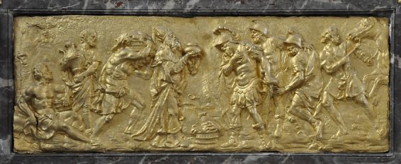 Bas-relief en plomb doré «Le Sacrifice de Melchisédech» par Jean-Baptiste Dupuis 