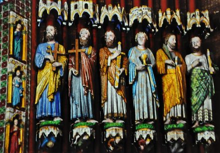 Les apôtres Pierre, André, Jacques le Majeur, Jean, Simon (ou Jude) et Barthélemy