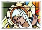 La Vierge apporte le Cierge miraculeux, vitrail de Saint-Nicolas-en-Cité