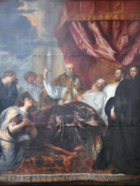 Tableau dans le transept : «La Mort de saint Vaast»
