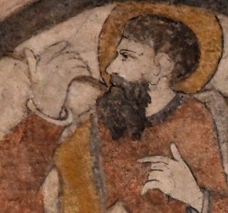 Peinture des évangélistes : saint Jean en gros plan