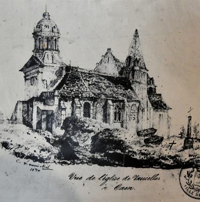 Dessin de l'église Saint-Michel de Vaucelles à Caen en 1890