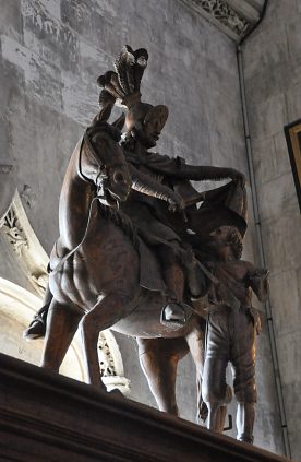 Statue équestre de saint Martin partageant son manteau