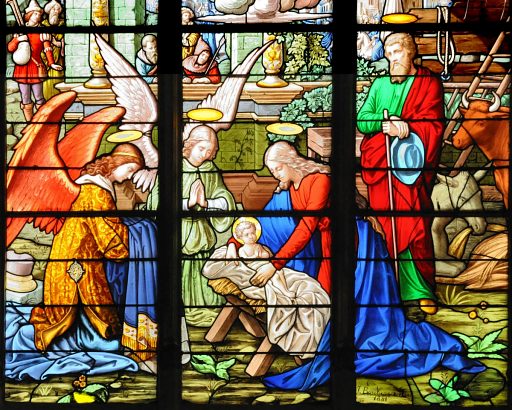 «L'Adoration des anges» dans le chœur, partie basse  en gros plan