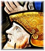 Baie 16, détail : un soldat romain et son casque Renaisssance