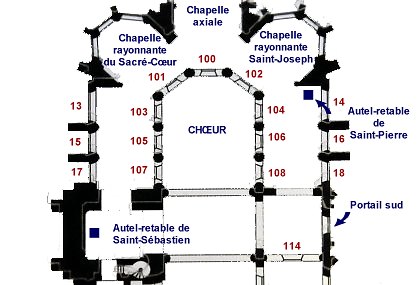 Plan de l'église : transept et chœur
