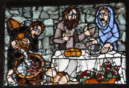 Vitrail des scènes de la vie de Jésus : la Multiplication des pains