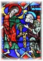 Vitrail de saint Pierre, XIIIe siècle (détail)