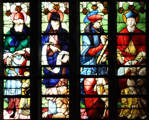 Les quatre évangélistes dans le vitrail de Nicolas Le Prince