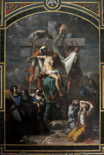 «La Descente de croix», peinture murale dans le croisillon sud