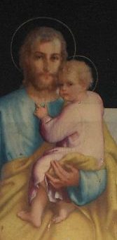 Saint Joseph portant l'Enfant, détail du tableau dans le retable de la chapelle Saint–Joseph
